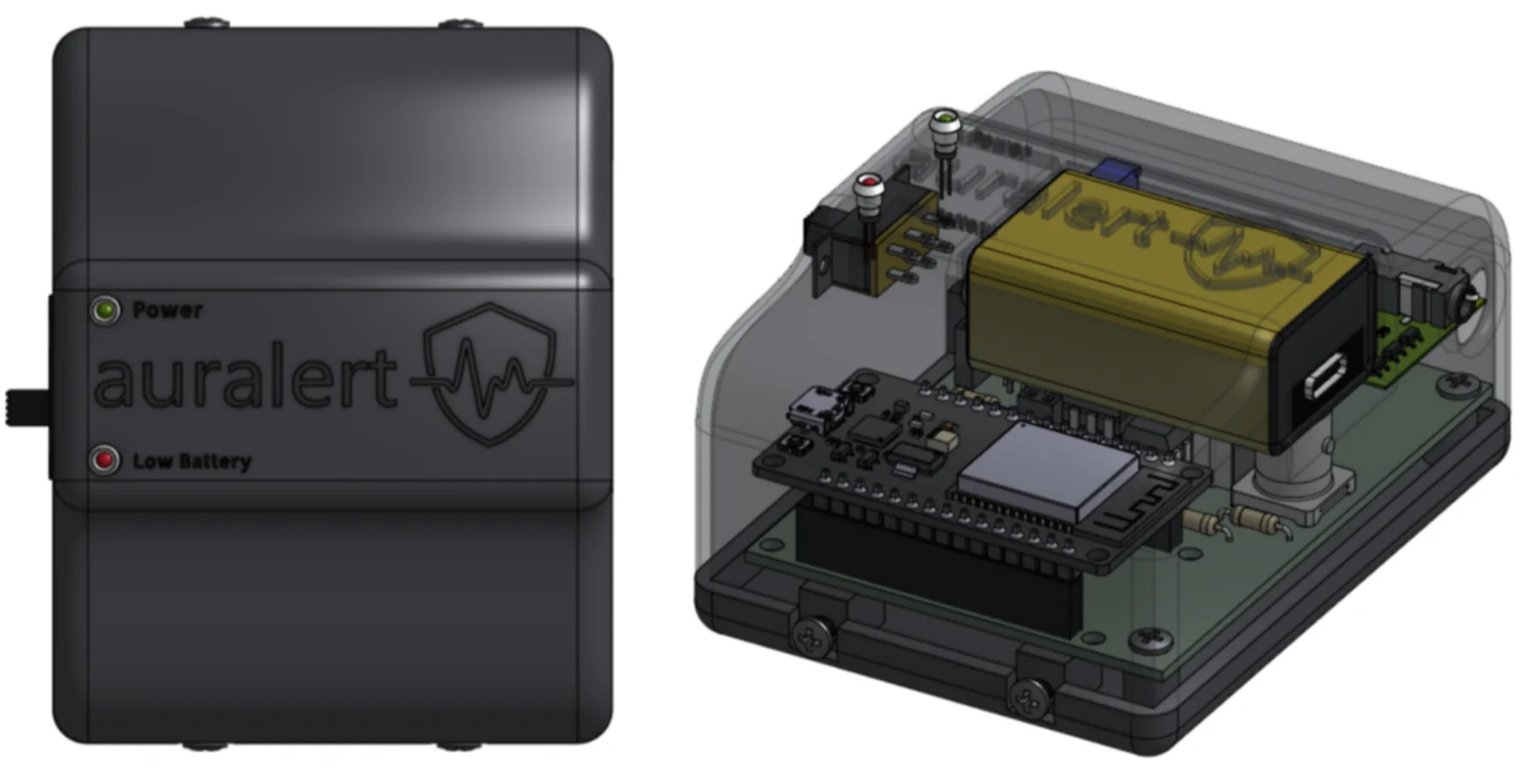 Back-mounted processing unit, exterior and cutaway