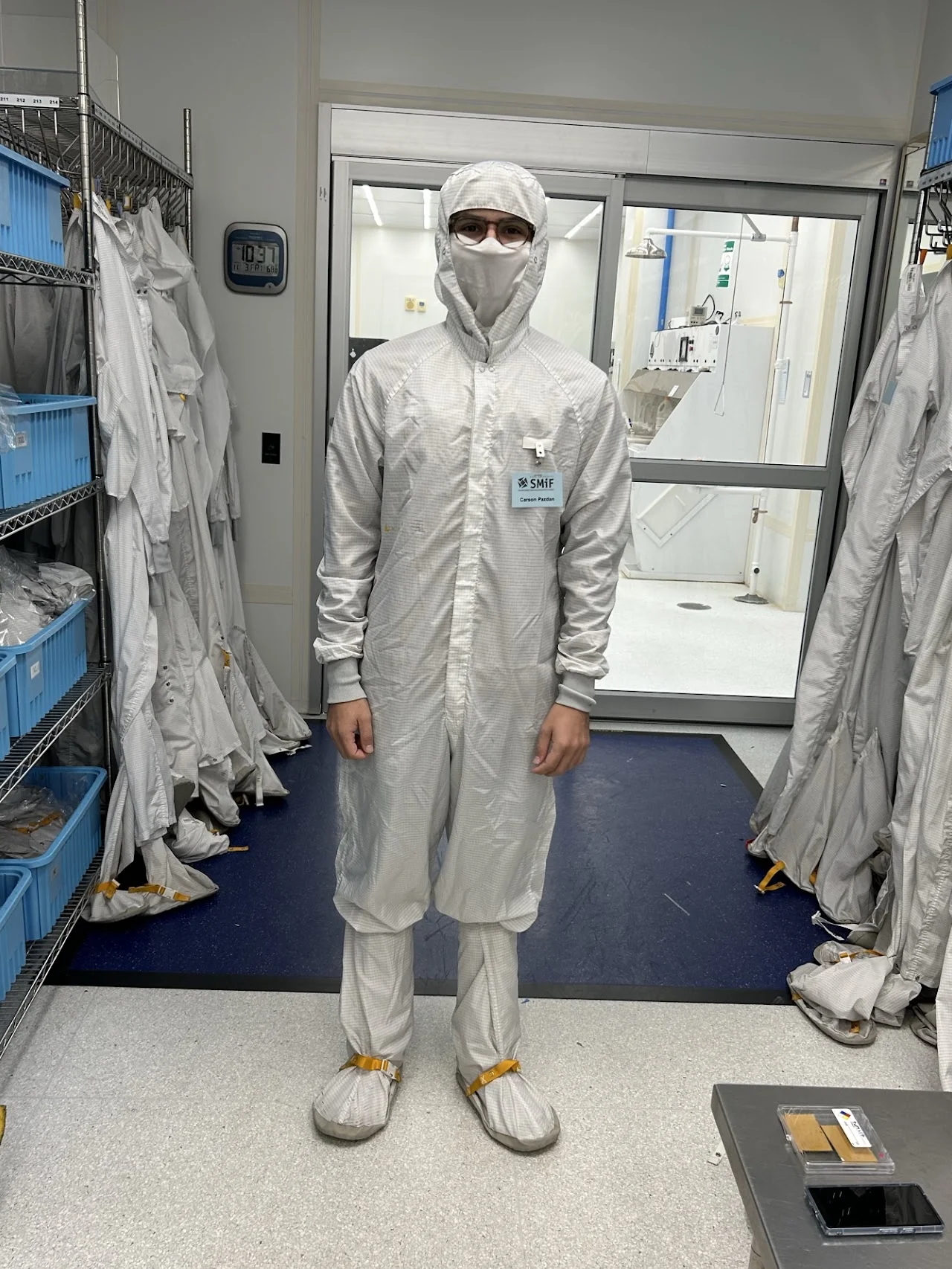 Carson in the cleanroom